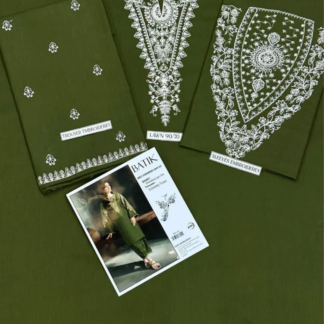 Green Embroidered 2 Pcs Women's Lawn Suit