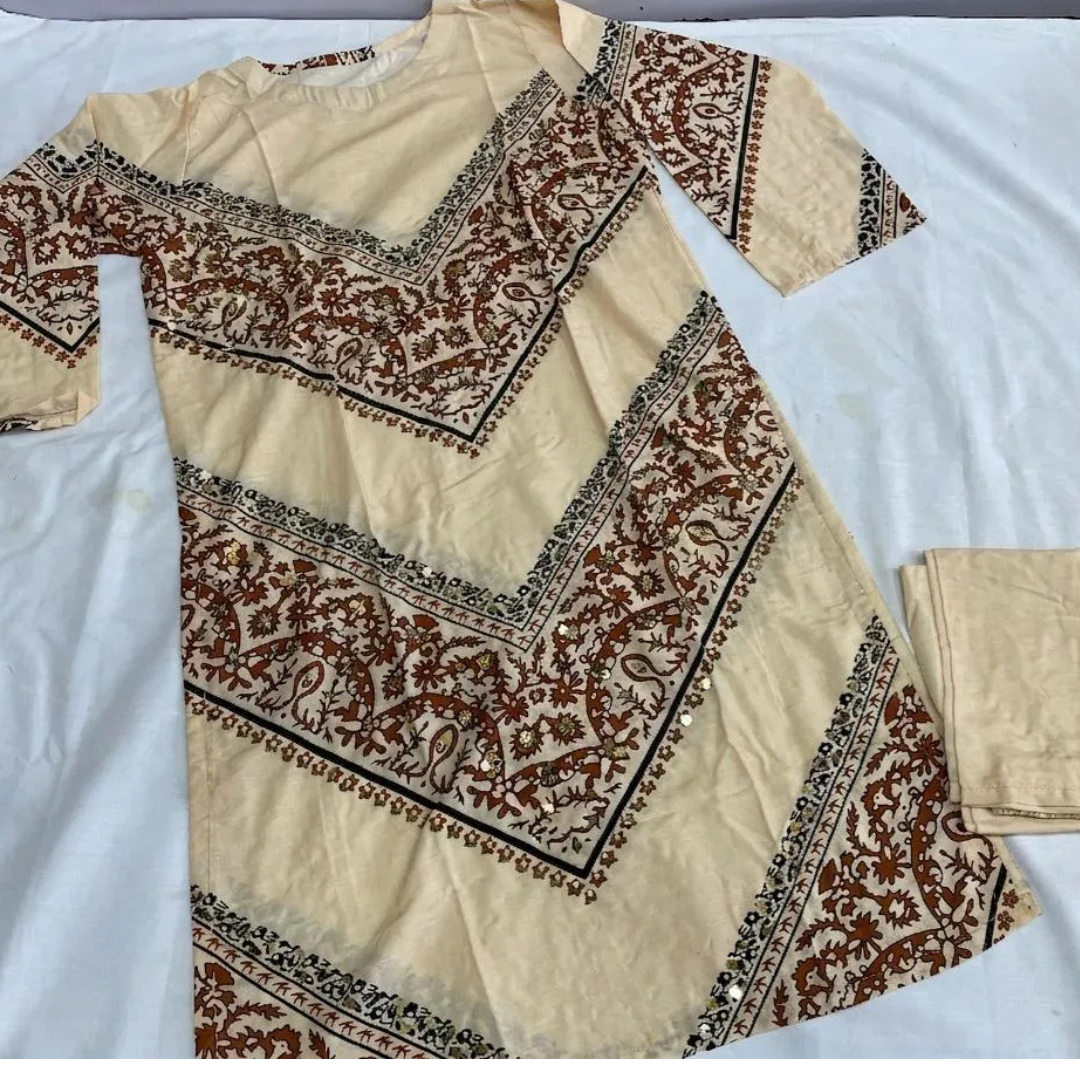 2 Pcs Women's Stitched Silky Lawn Printed Shirt And Trouser (Karishma)