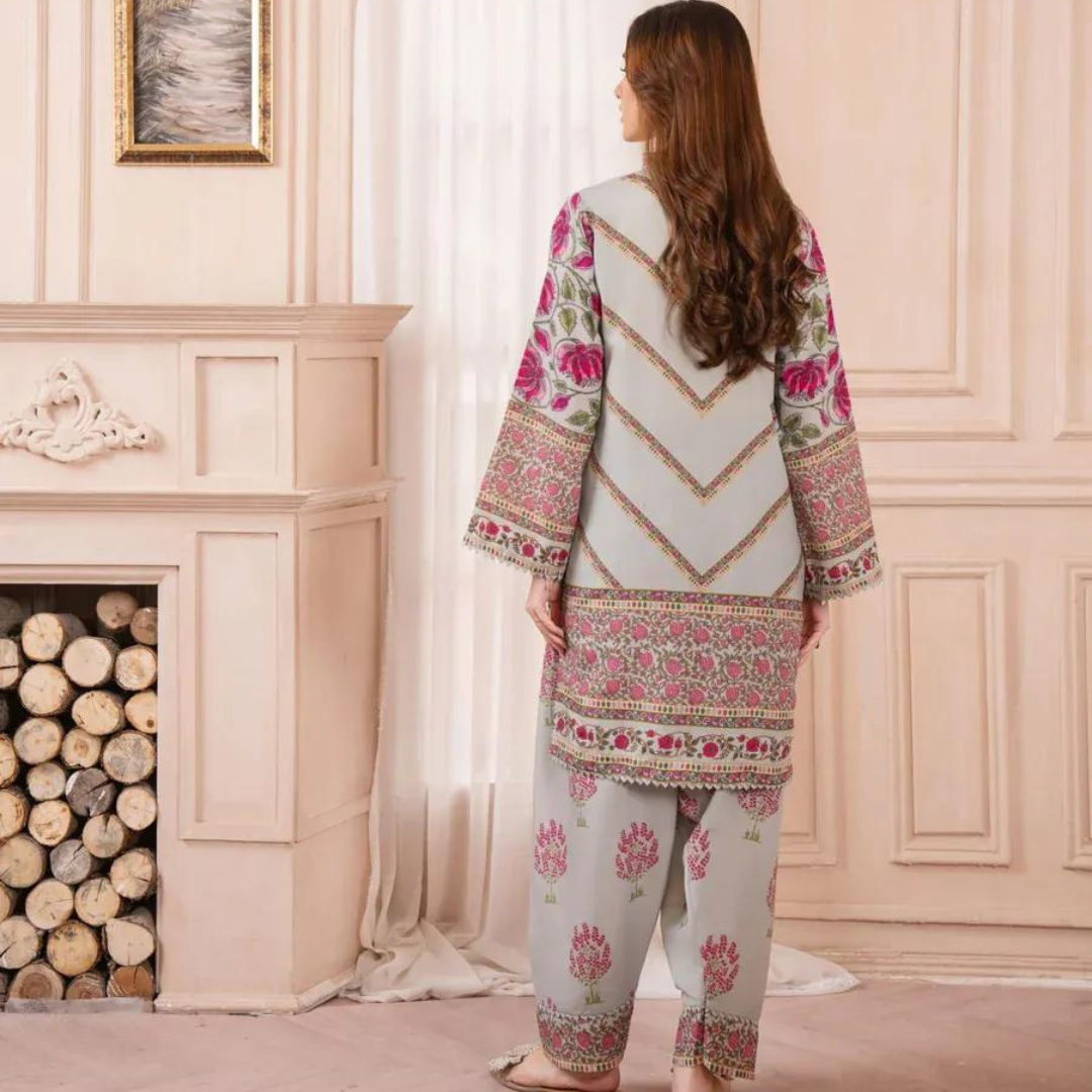Stitched 2 Pcs Women’s Silky Lawn Digital Print Co-Ord Set