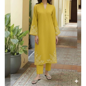 2 Pcs Women's Unstitched Embroidered Suit