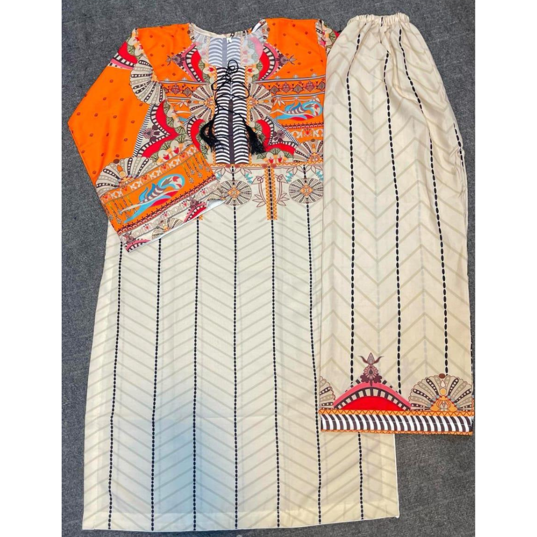 Women Printed Shirt Trouser Set – Multicolor Cotton Ethnic Festive Wear