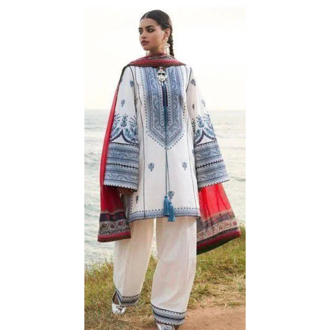 Women's 3Pcs Printed Embroidered Suit