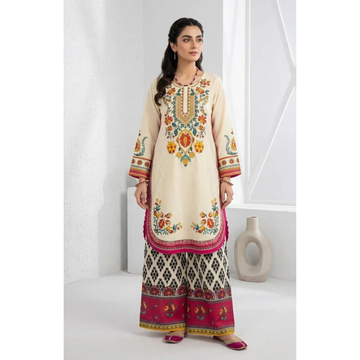 2 Pcs Women's Stitched Silky Lawn Printed Co-Ord Set