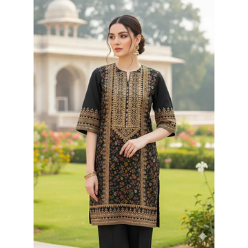 Women Sequins Embroidered Suit Black – 2 Pcs