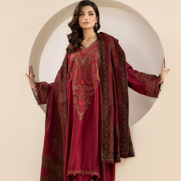 3 Pcs Women's Unstitched Embroidered Suit