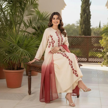 3 Pcs Women's Unstitched Embroidered Suit