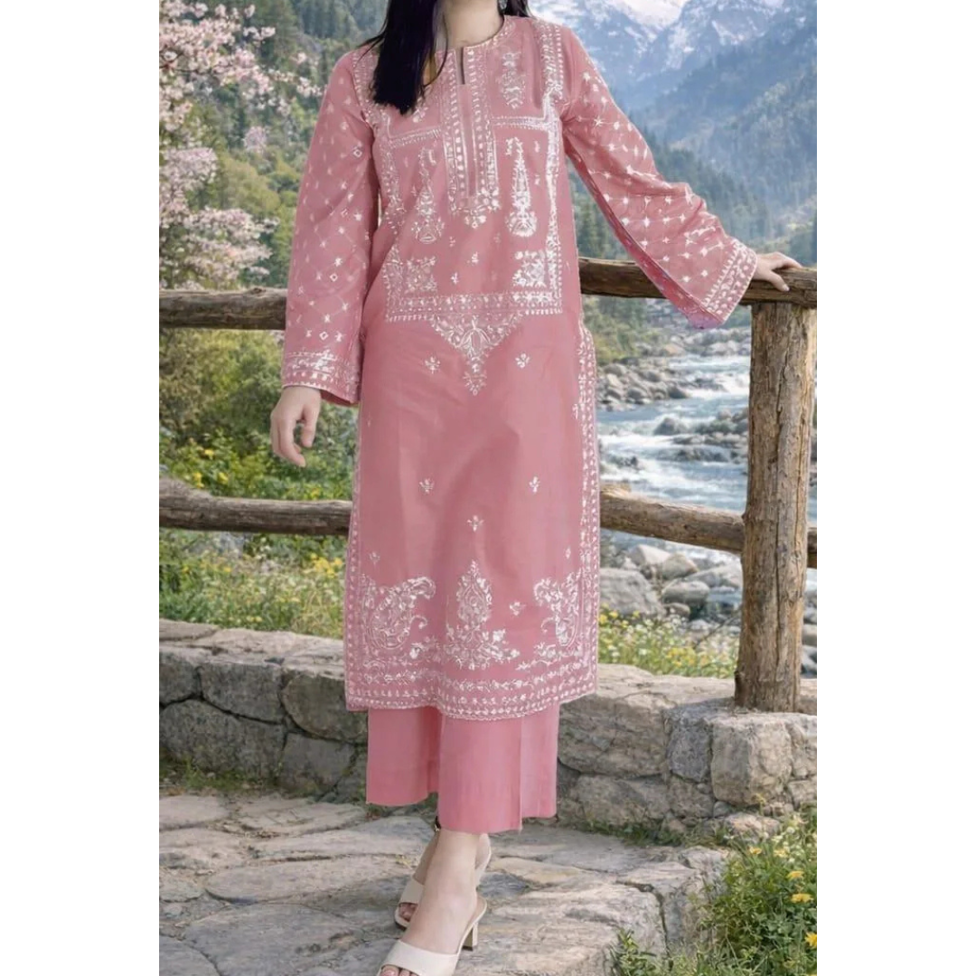 2 Pcs Women's Unstitched Embroidered Suit