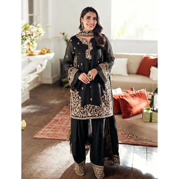 Black Embroidered 3-Piece Lawn Suit – Wedding & Party Wear