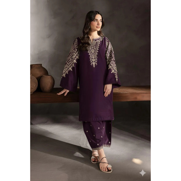 Purple Embroidered 2-Piece Women's Suit