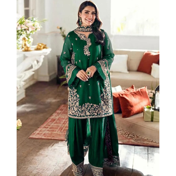 Green Embroidered 3-Piece Lawn Suit – Wedding & Party Wear