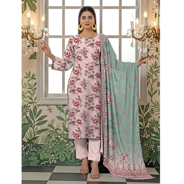 3-Piece Printed Lawn Suit – Pink Floral Eid Summer Wear
