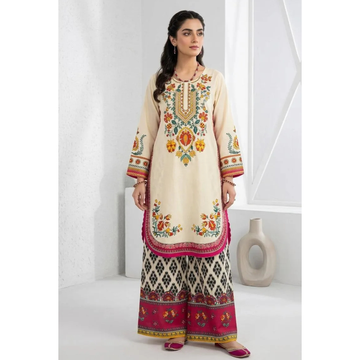 2 Pcs Women's Stitched Silky Lawn Printed Co-Ord Set
