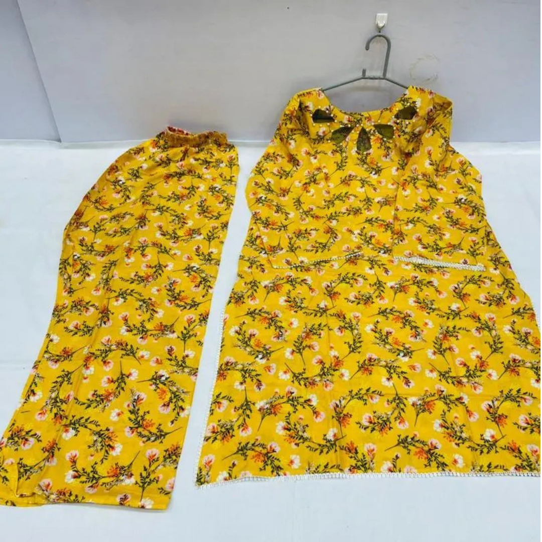 2 Pcs Women's Stitched Lawn Digital Print Shirt And Trouser with Handmade Neck