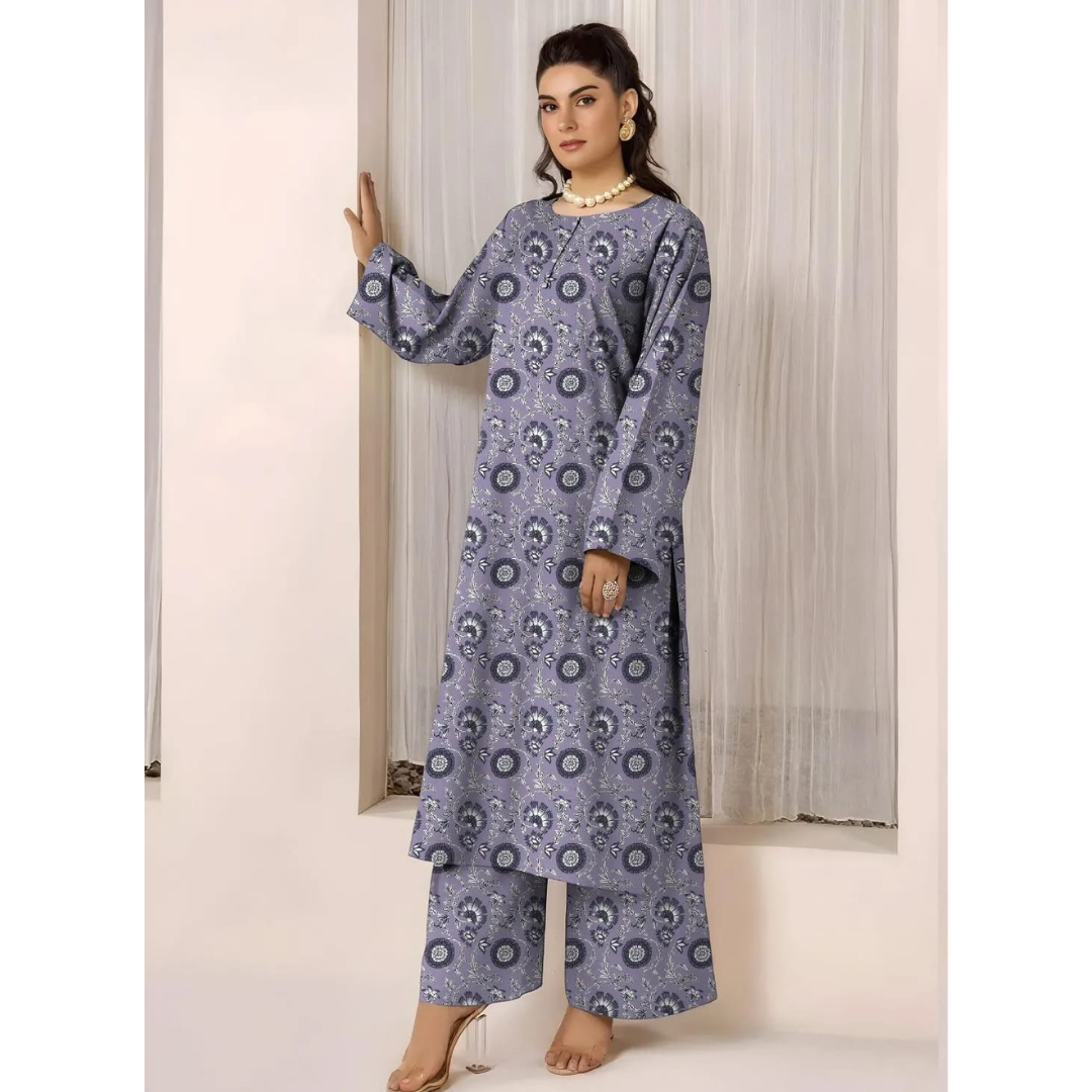 Purple Printed Lawn 2 Pcs Women Suit
