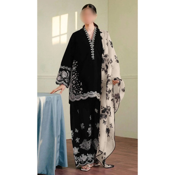 3 Pcs Women's Unstitched Embroidered Suit