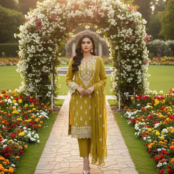 Green Handwork Chiffon 2Pcs Women Suit