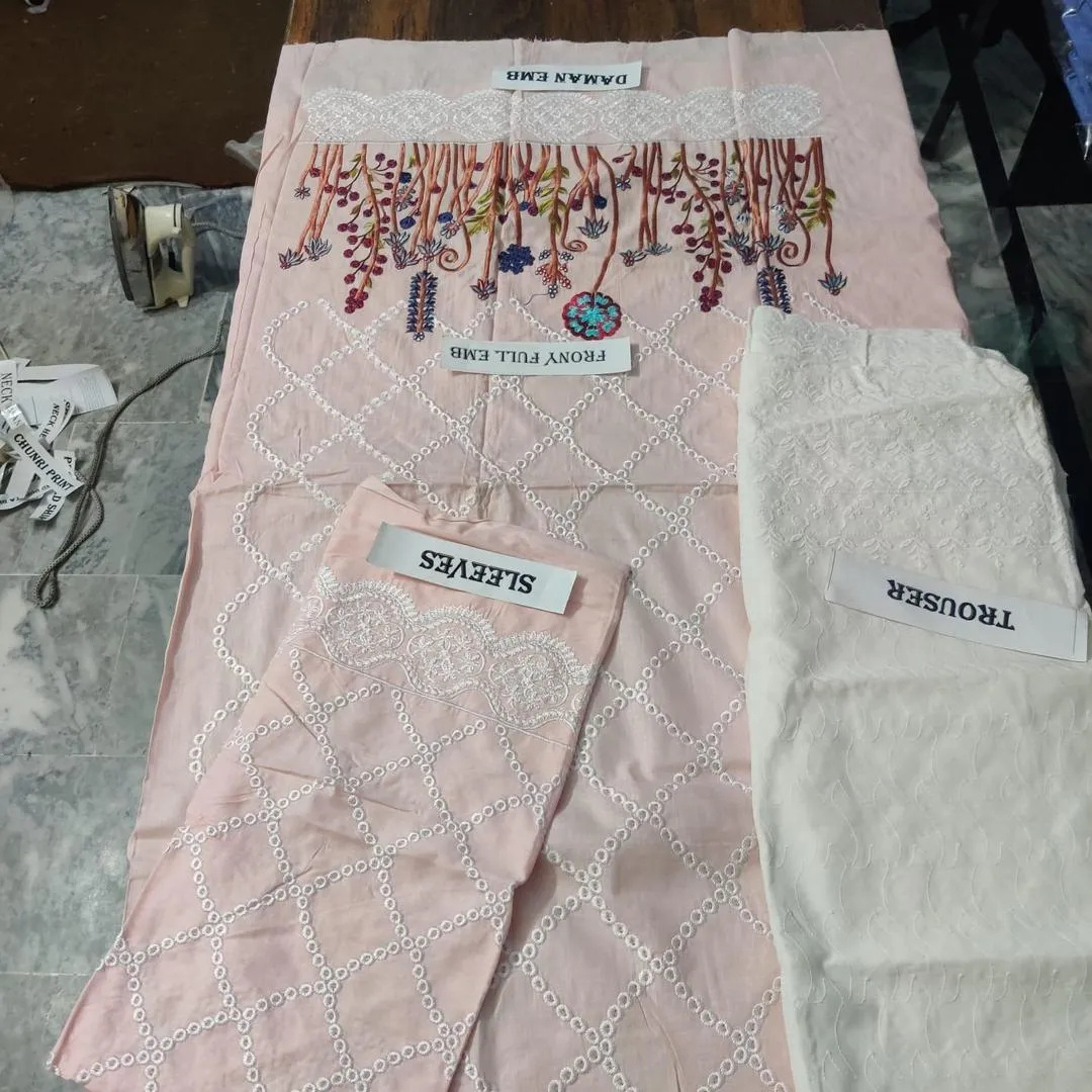 Peach Embroidered Lawn Suit 2 Pcs for Eid Bridal Wear