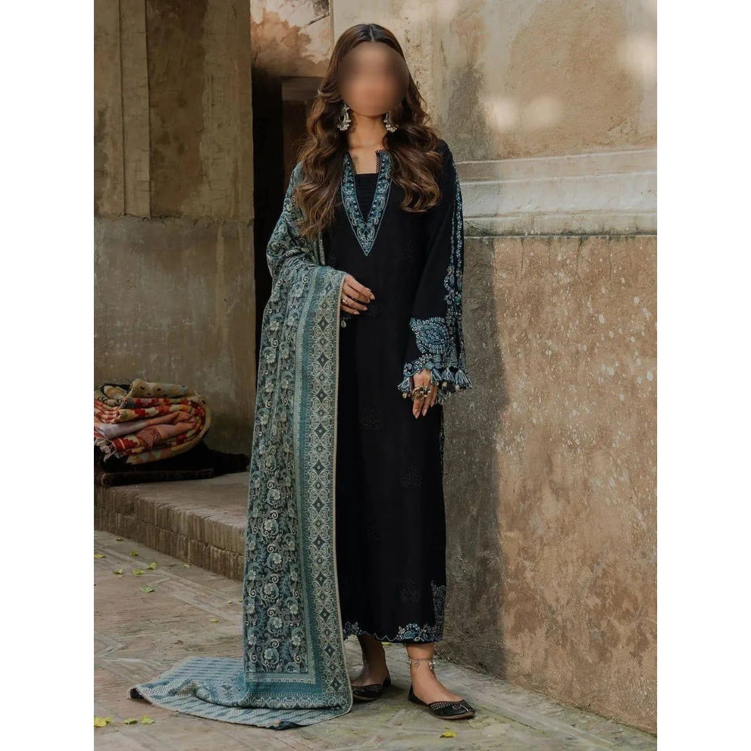 3 Pcs Women's Unstitched Embroidered Suit