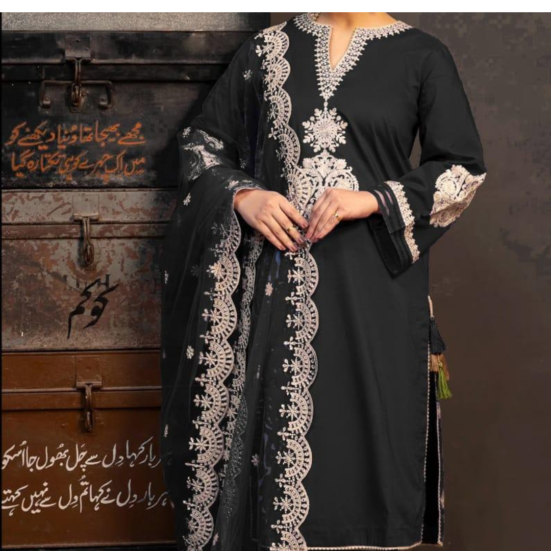JAZMIN 3 Pcs Unstitched Embroidered Suit