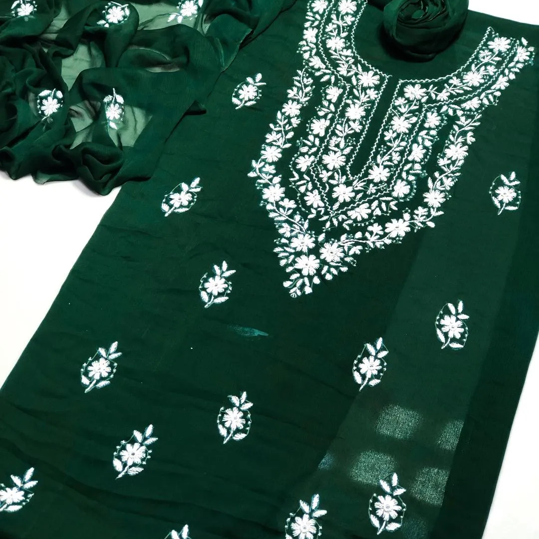Turquoise Embroidered 3Pcs Lawn Suit for Eid Weddings