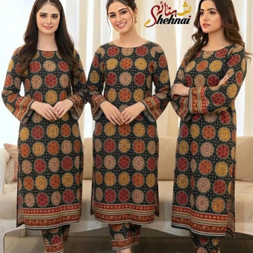 2 Pcs Women's Unstitched Printed Suit