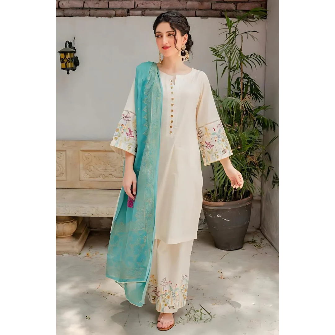 Embroidered 3 Pcs Lawn Suit for Women