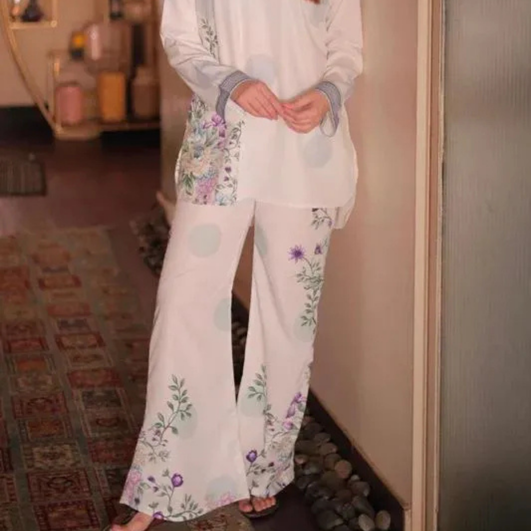 2 Pcs Women's Stitched Swiss Lawn Printed Shirt And Trouser
